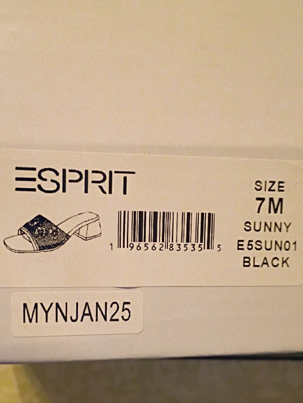 Esprit Women's Black Slip-On Mules with Knotted Floral Accents Size 7, NWT W/Box - Picture 2 of 16